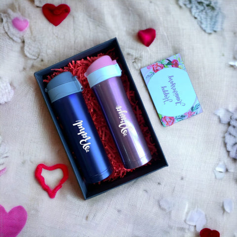 Customized Couple Flask | Couple Gifts | Anniversary Gifts | Love Wishes | LovePour Companion Flasks | BlissfulBlend Couple Flask | - BBD GIFTS