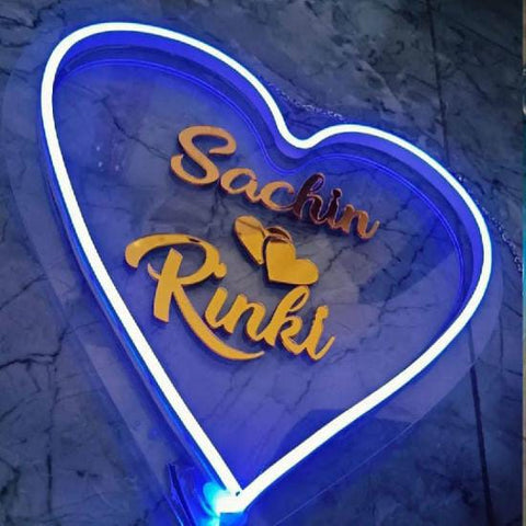 PERSONALIZED NEON LED HANGER FOR COUPLES| Personalized Love Couple Name With Heart Led Neon Sign Decorative Lights Wall Decor | Best gift for anniversary | Wall decor | Birthday Decor | Personalized heart gift | Custom name wall hanging |Couple name light