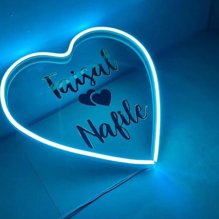 PERSONALIZED NEON LED HANGER FOR COUPLES| Personalized Love Couple Name With Heart Led Neon Sign Decorative Lights Wall Decor | Best gift for anniversary | Wall decor | Birthday Decor | Personalized heart gift | Custom name wall hanging |Couple name light