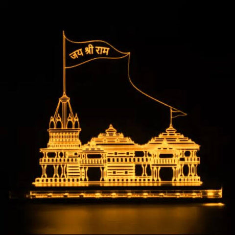 Customised Shri Ram Mandir Acrylic Led | Ayodhya Ram Mandir | Jai sri Ram | Devotional Led Table Top | - BBD GIFTS