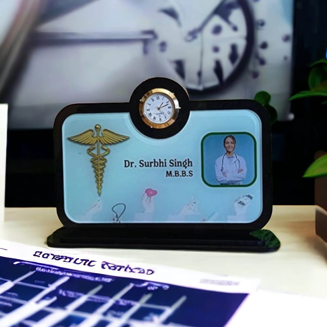 Personalised Acrylic Name & Clock Dashboard | Unique Gift for Doctors ...