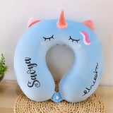 Personalised Unicorn Theme Neck Pillow | Customized Name Pillow | Travel Pillow |