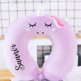 Personalised Unicorn Theme Neck Pillow | Customized Name Pillow | Travel Pillow |