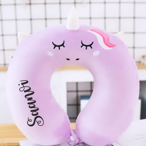 Personalised Unicorn Theme Neck Pillow | Customized Name Pillow | Travel Pillow |