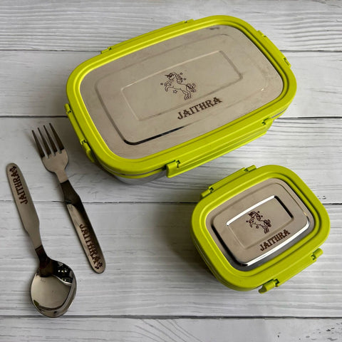 Stainless Steel Lunch Box - Personalized Kids Lunch Box Set - Lunch Box