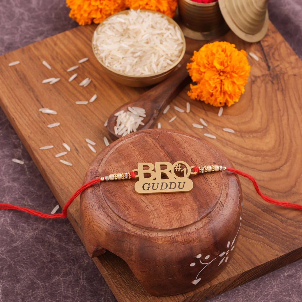 Personalized engraved bro rakhi