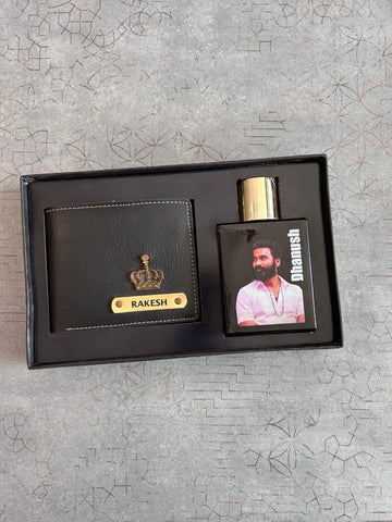 Customized Wallet & Perfume Set | Engraved Name & Photo Gift