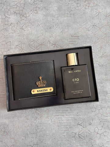Customized Wallet & Perfume Set | Engraved Name & Photo Gift