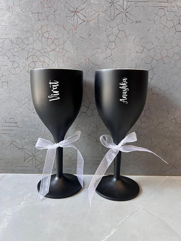 Personalized Couple Wine Glasses | Custom Engraved Gift Set