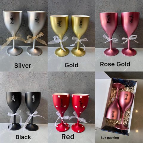 Personalized Couple Wine Glasses | Custom Engraved Gift Set