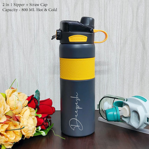 Custom Personalized Hot & Cold Sipper Bottle - 800ml Stainless Steel