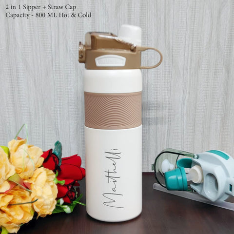 Custom Personalized Hot & Cold Sipper Bottle - 800ml Stainless Steel