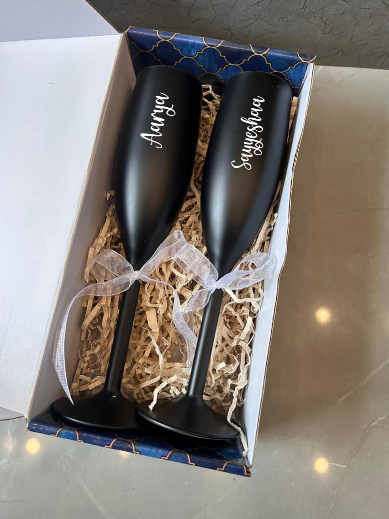 Personalized Fluted Champagne Glasses | Custom Unbreakable Polymer