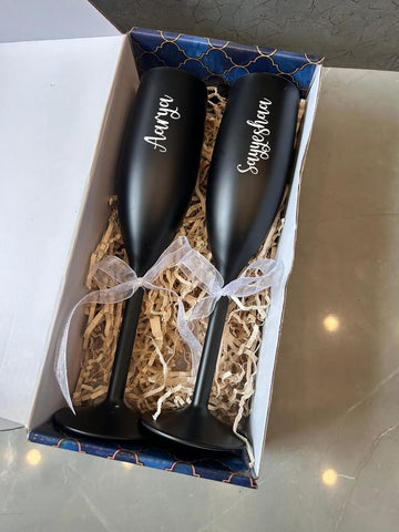 Personalized Fluted Champagne Glasses | Custom Unbreakable Polymer