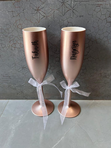Personalized Fluted Champagne Glasses | Custom Unbreakable Polymer