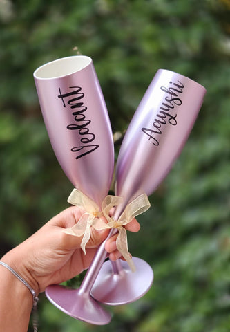 Personalized Fluted Champagne Glasses | Custom Unbreakable Polymer