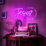 Jesus Christ Neon Sign - LED Light for Christian Home Decor & Christmas Gifts