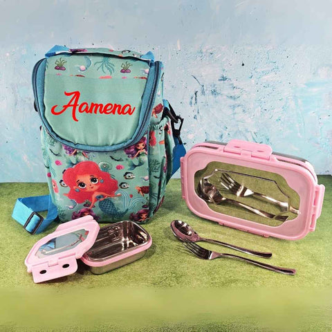 Custom Lunchbox Combo with Printed Bag & Engraving