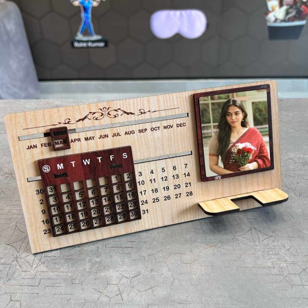 Personalized MDF Infinity Calendar cum Mobile Stand