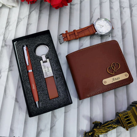 Personalized Mini Watch Combo for Men - Wallet, Pen, Keychain