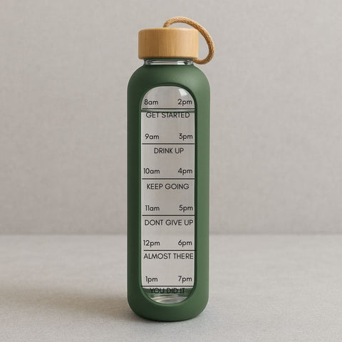 Stay Motivated Glass Water Bottle – 1L