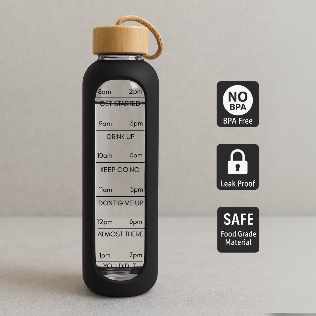 Stay Motivated Glass Water Bottle – 1L