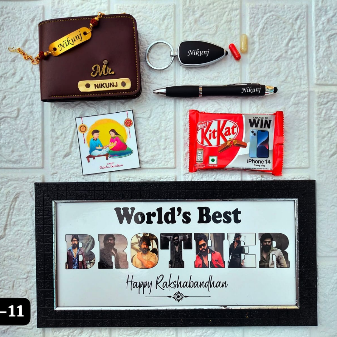 Rakhi combo for brother|Raksha Bandhan gift|customized Rakhi| men's wallet Hamper