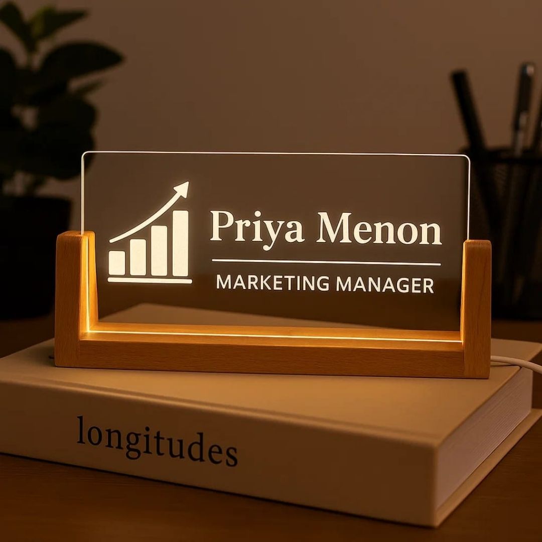 LED Acrylic Name Plate for Marketing Professionals