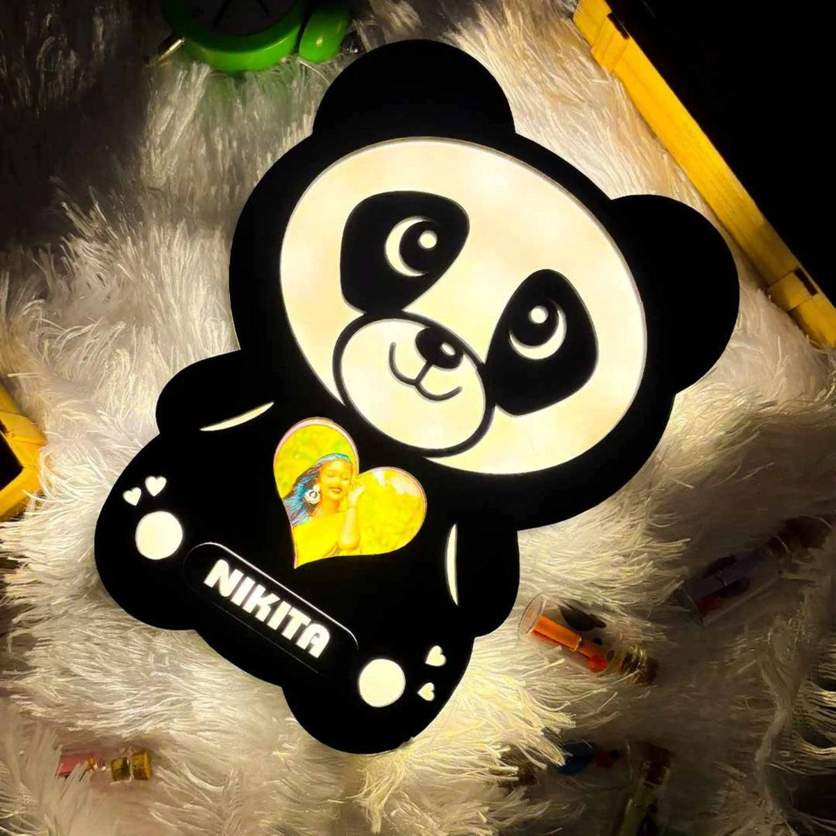 Personalized Panda Photo Frame with LED Lights | Best Gift For Girlfriend