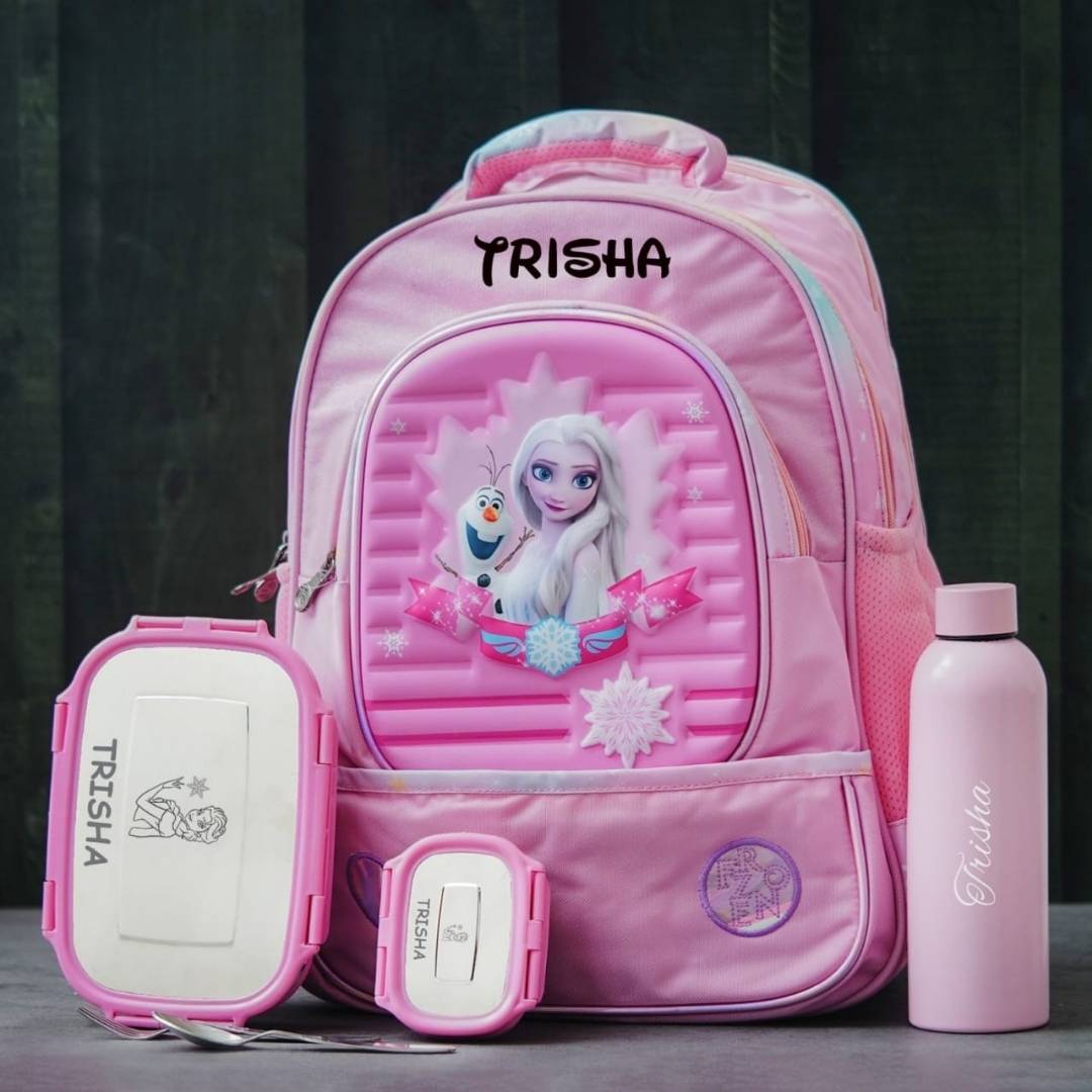 Personalized Frozen Bag, Lunch Set & Steel Bottle – Premium Gift Combo