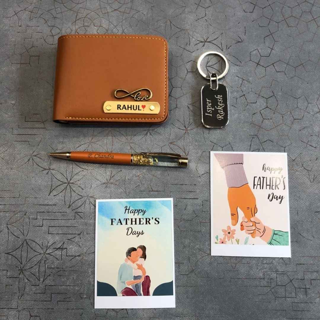 Father's Day Personalized Gift Combo – Wallet, Pen & Keychain