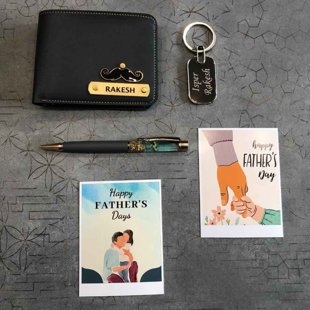 Father's Day Personalized Gift Combo – Wallet, Pen & Keychain