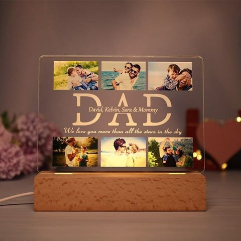 Personalized LED Acrylic Lamp for Dad – Custom Photo Gift