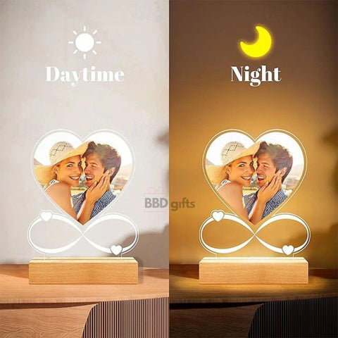 Personalized Light Up Photo Frame Heart Shaped Valentines Night Lamp