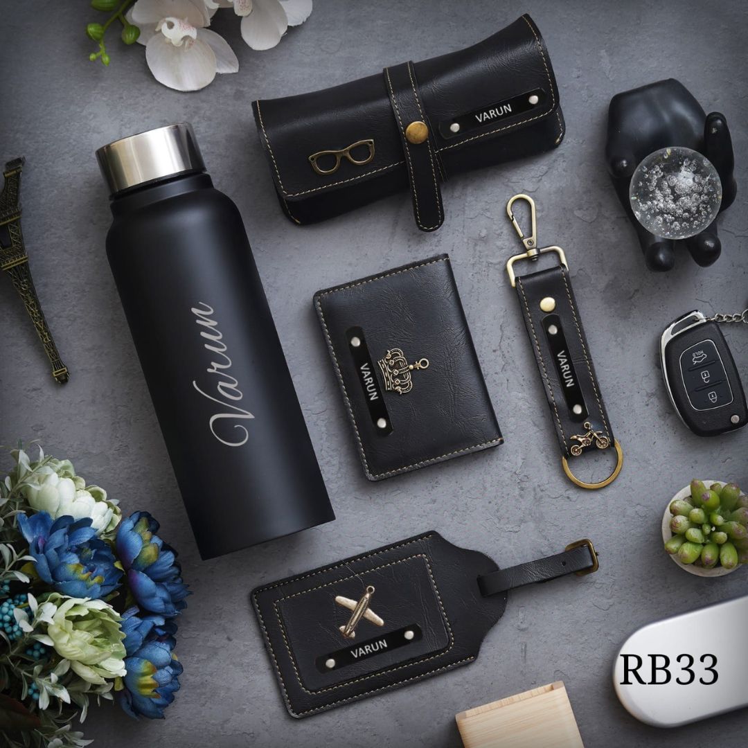 Personalized Premium Gift Set Eyewear Case, Wallet, Keychain, Bottle & More