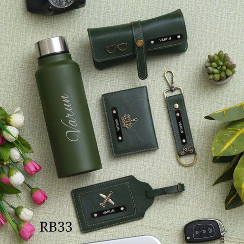 Personalized Premium Gift Set Eyewear Case, Wallet, Keychain, Bottle & More