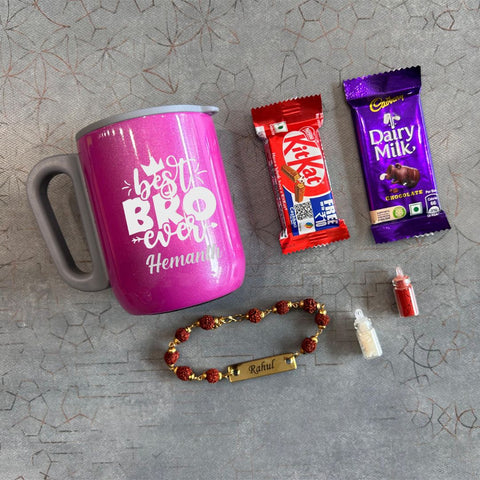 Personalized Rakhi Gift Combo with Mug and Sweets