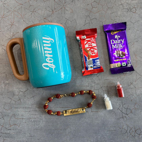 Personalized Rakhi Gift Combo with Mug and Sweets