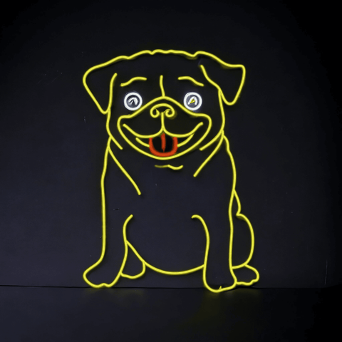 Pug dog neon sign, Pug neon lamp sign, Dog neon light, Pug dog acrylic sign, Pug led gift. Pet shop decor light - BBD GIFTS