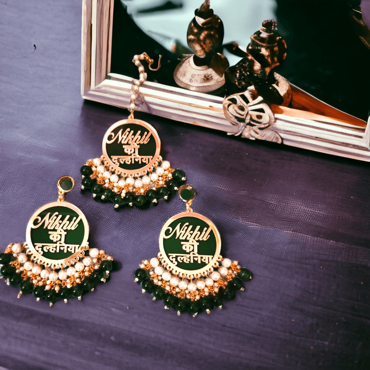 Customized dulhaniya earrings with maangtikka|Wedding Collection