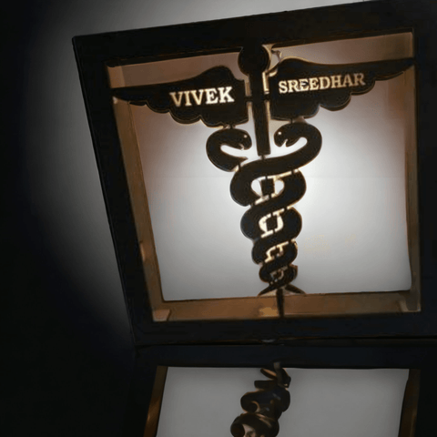 Customized LED Doctor's Name Frame - Personalized Caduceus Gift