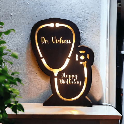 Personalized Doctor LED Stethoscope Tabletop Decor | Custom Nameplate