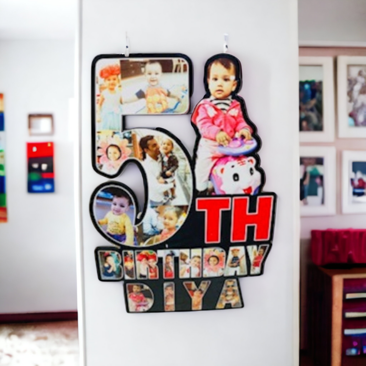 Customized 1st Year Happy Birthday Photo Cutout Frame with kids Name