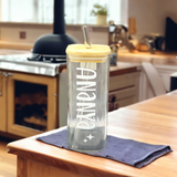 Personalised Borosilicate Glass Tumblers With Straw | Customise name bottle | Gift for Girlfriend | Best gift for her | Birthday Gift