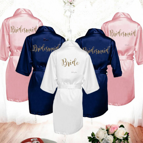 Personalised Satin Robes | Satin Text Print Robe | Custom Bridal Robe | Wedding Special Gift - BBD GIFTS