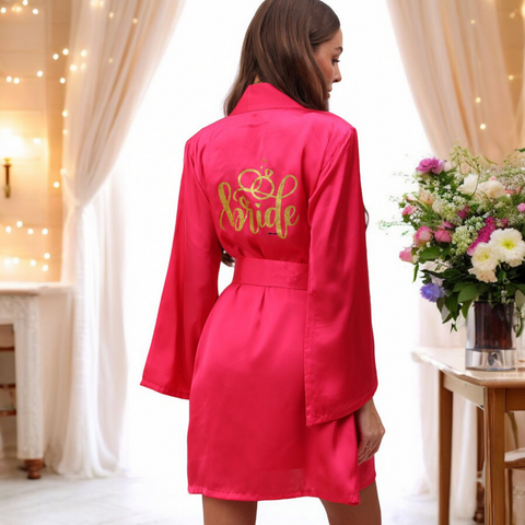 Personalised Satin Robes | Satin Text Print Robe | Custom Bridal Robe | Wedding Special Gift - BBD GIFTS