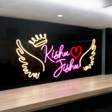 Custom Couple Names With Crown Neon sign | wedding neon signs | couple name neon lights