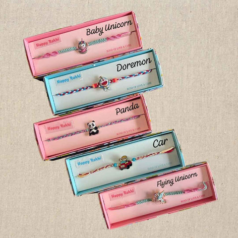 Premium Kids Rakhi with Charm – 5 Cute Designs in Gift Box