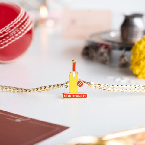 Enamel Name Rakhi Custom Gold Silver Engraved