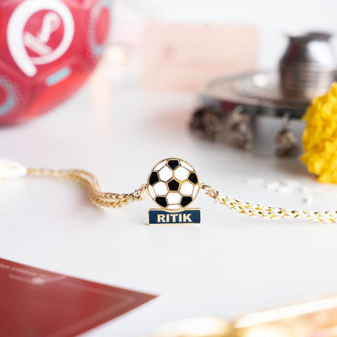 Enamel Name Rakhi Custom Gold Silver Engraved